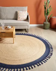 Rug MARTS Dark Blue ø 200 cm Jute_958870