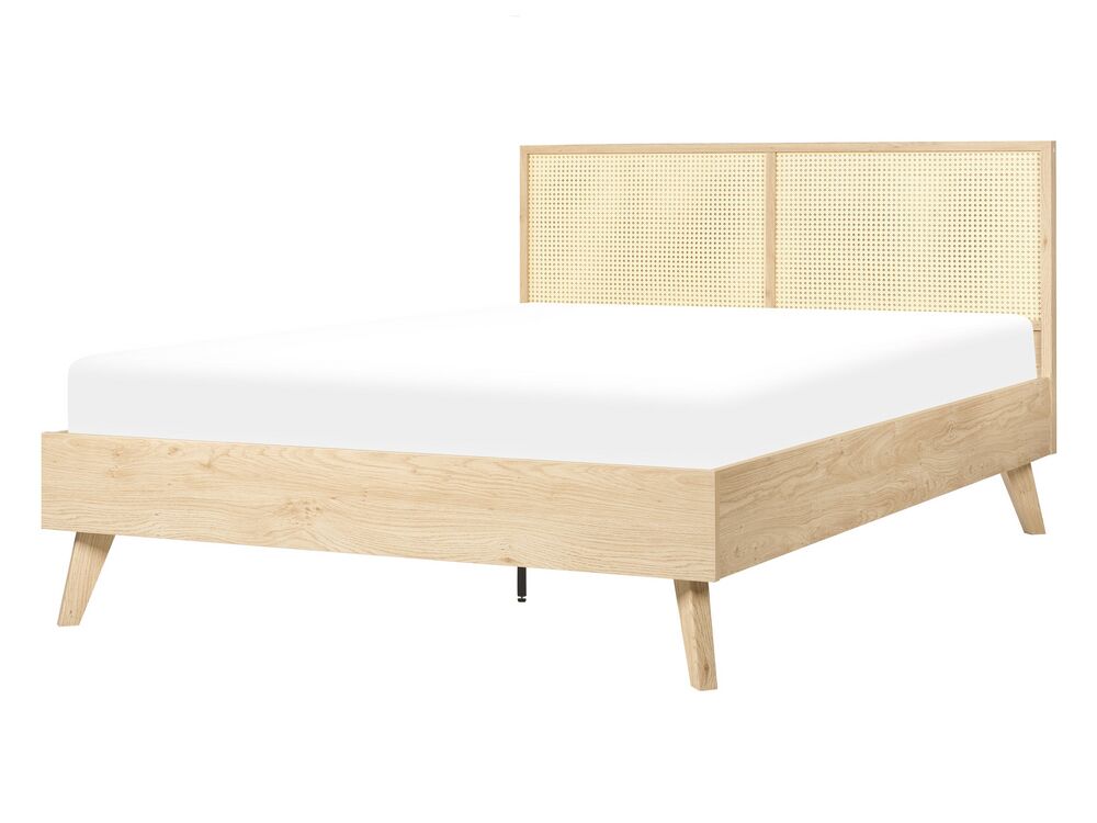 Bed Rattan MONPAZIER 140 x 200 cm (EU Double) Light Brown