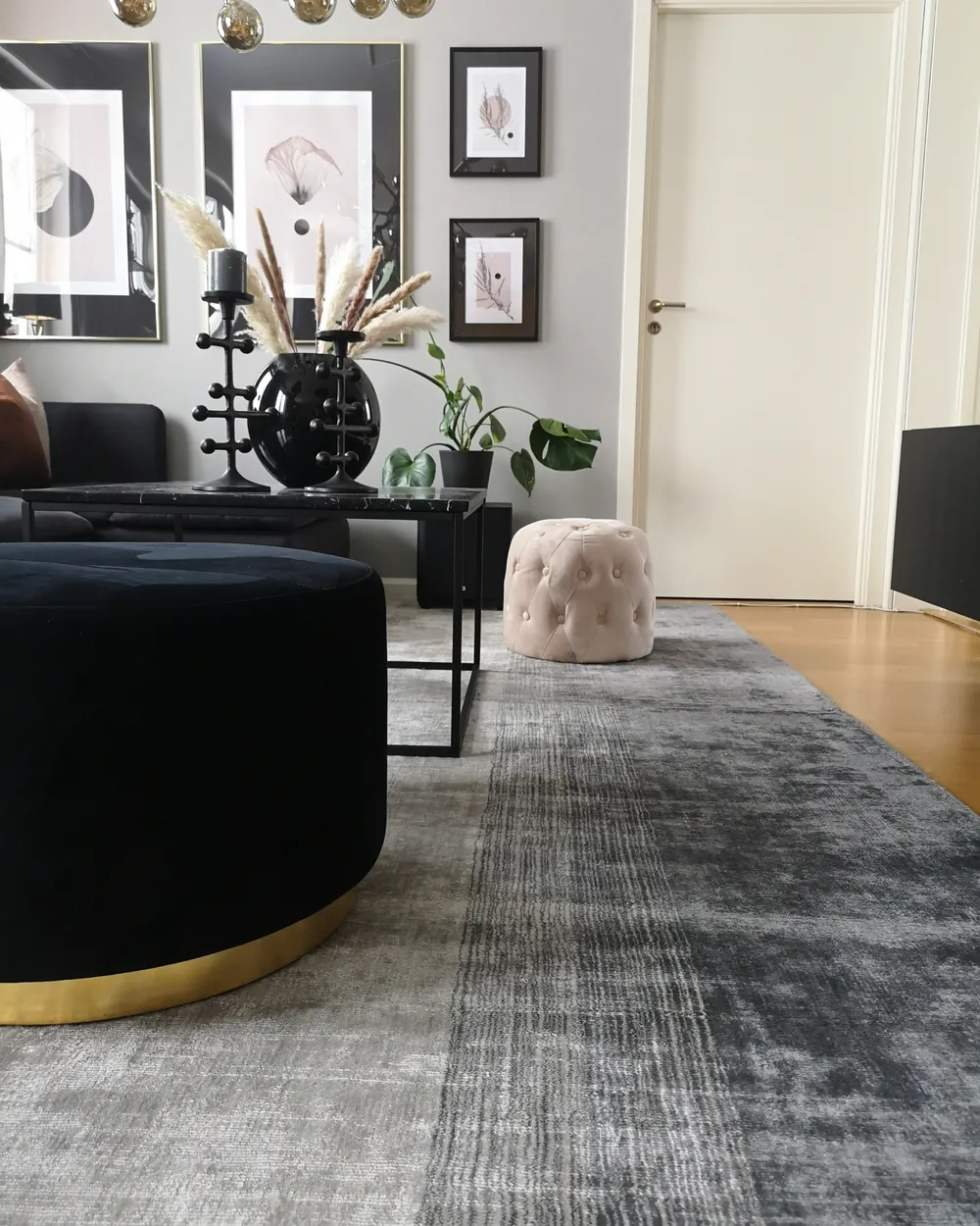 Rug ERCIS Black 200 x 200 cm Viscose_983268