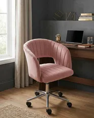 Schreibtischstuhl KATONAH Samtstoff Rosa_1016617