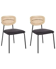 Esszimmerstuhl 2er Set MAYETTA Rattan Schwarz_931880
