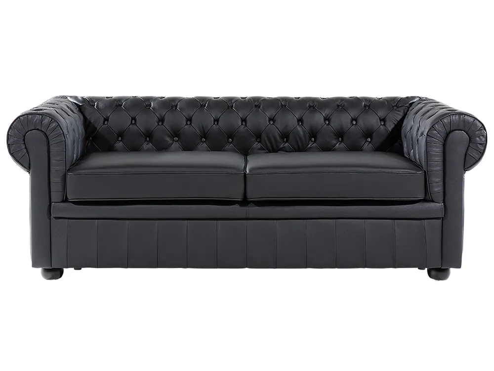 Sofa 3-Sitzer CHESTERFIELD Echtleder Schwarz