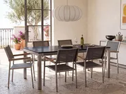 Garden Dining Set 6 Seater GROSSETO Tempered Glass Grey/ Black_1105687