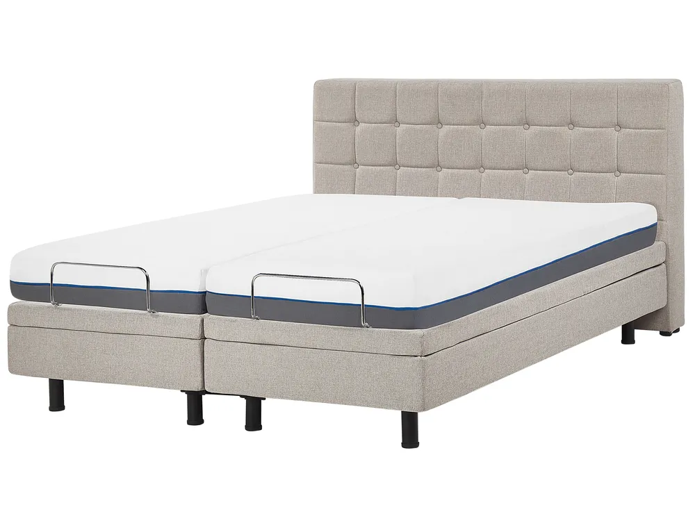 Bett verstellbar Stoff DUKE 160 x 200 cm Beige_798030