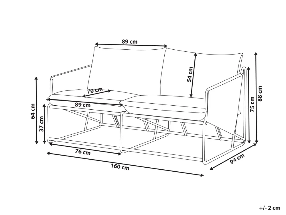 Gartensofa 2-Sitzer PONTE Metall Hellbeige_1014316