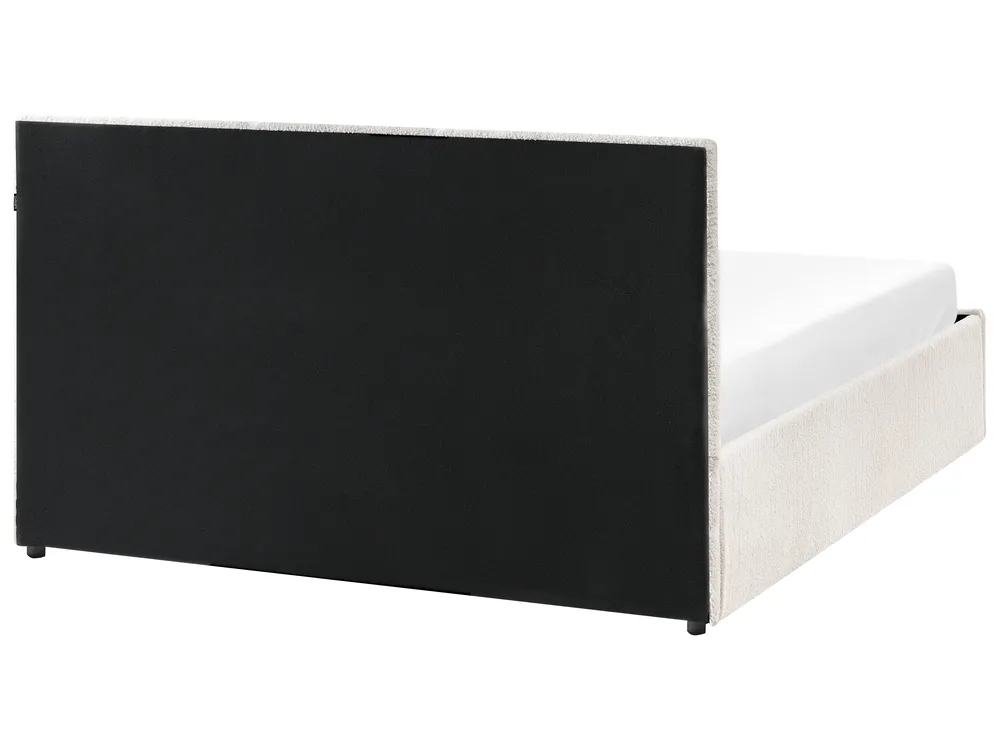 Bett mit Stauraum MASSOGNES Bouclé Cremeweiß 140 x 200 cm_1030356