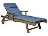 Sun Lounger with Cushion AMANTEA PREMIUM Reclining Acacia Wood Blue