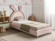 Kids Bed Rabbit Velvet LALLIAS 90 x 200 cm (EU Single) Pink_984285