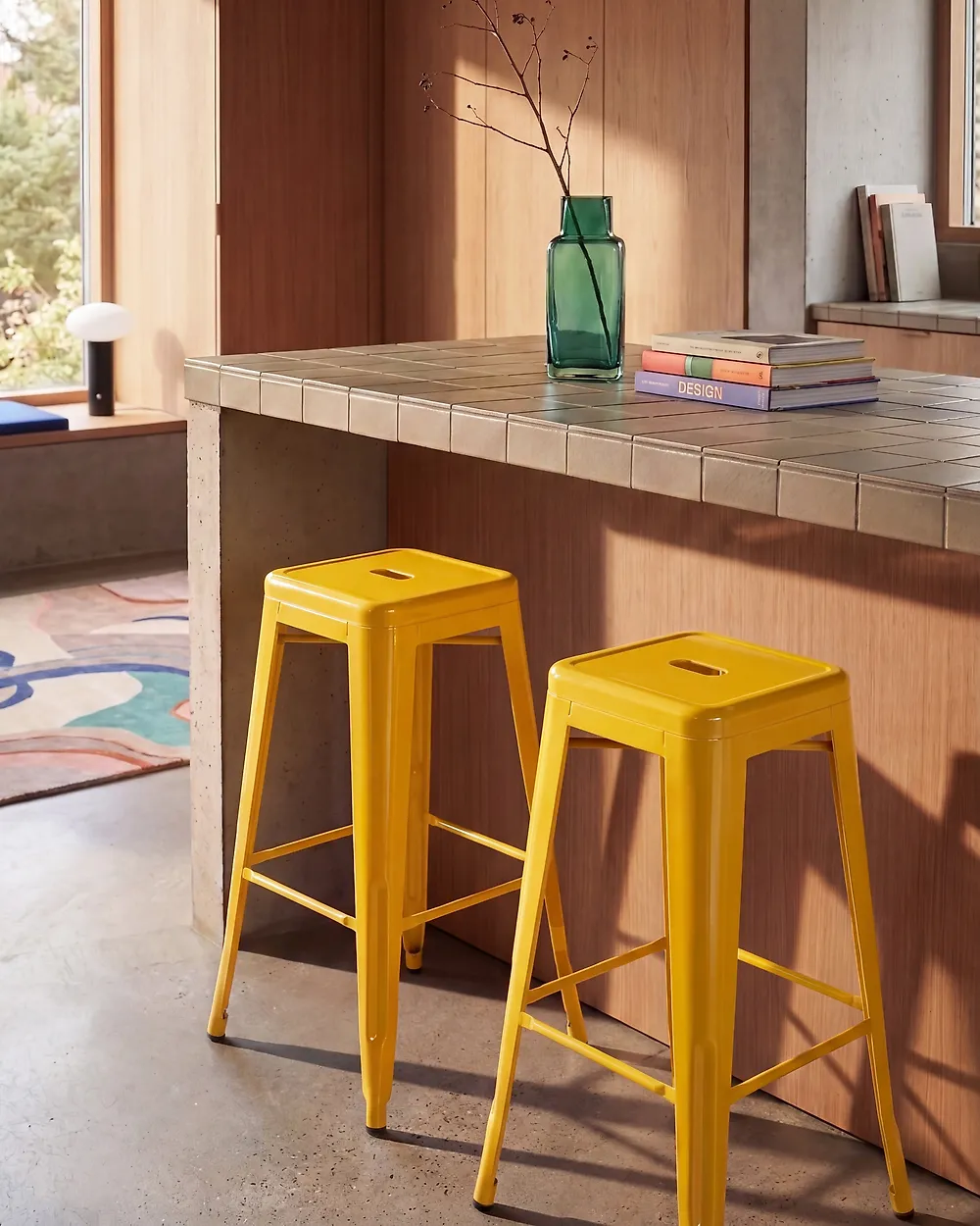 Set of 2 Bar Stools CABRILLO Metal Yellow