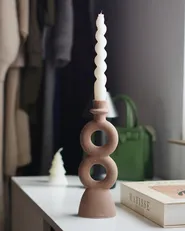Kerzenständer NAOUSA 23 cm Keramik Beige_1051563