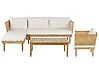 Lounge Set mit Tisch 4-Sitzer CREMONA Akazienholz Hellbraun / Cremeweiß rechtsseitig