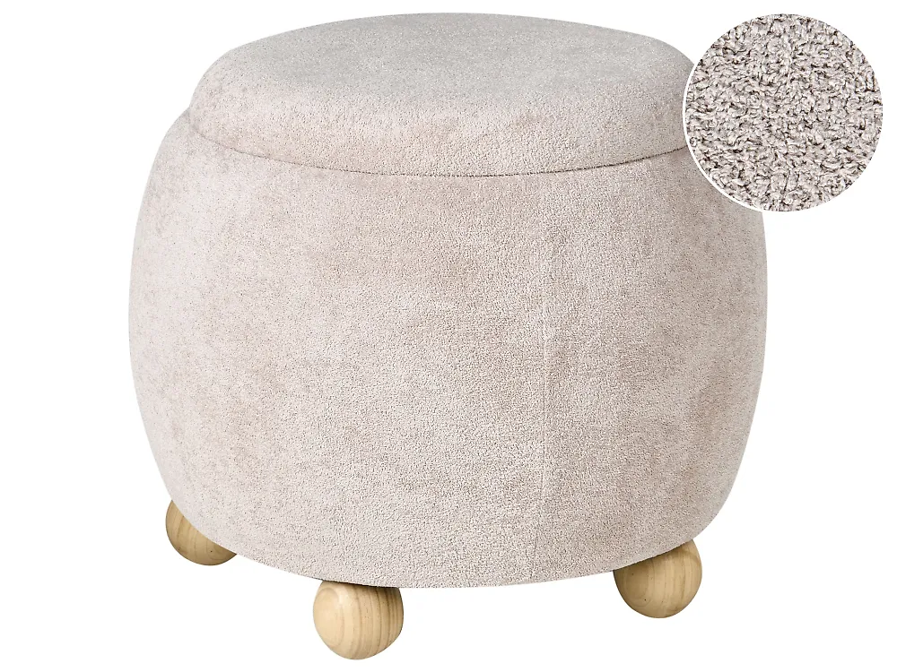 Pouf mit Stauraum ANNABELLA Bouclé Hellbeige