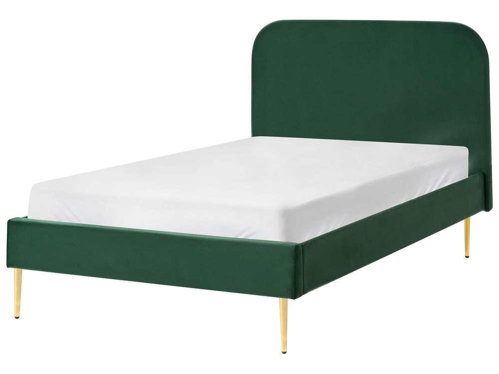Bett mit Lattenrost Samtstoff FLAYAT 120 x 200 cm Dunkelgrün