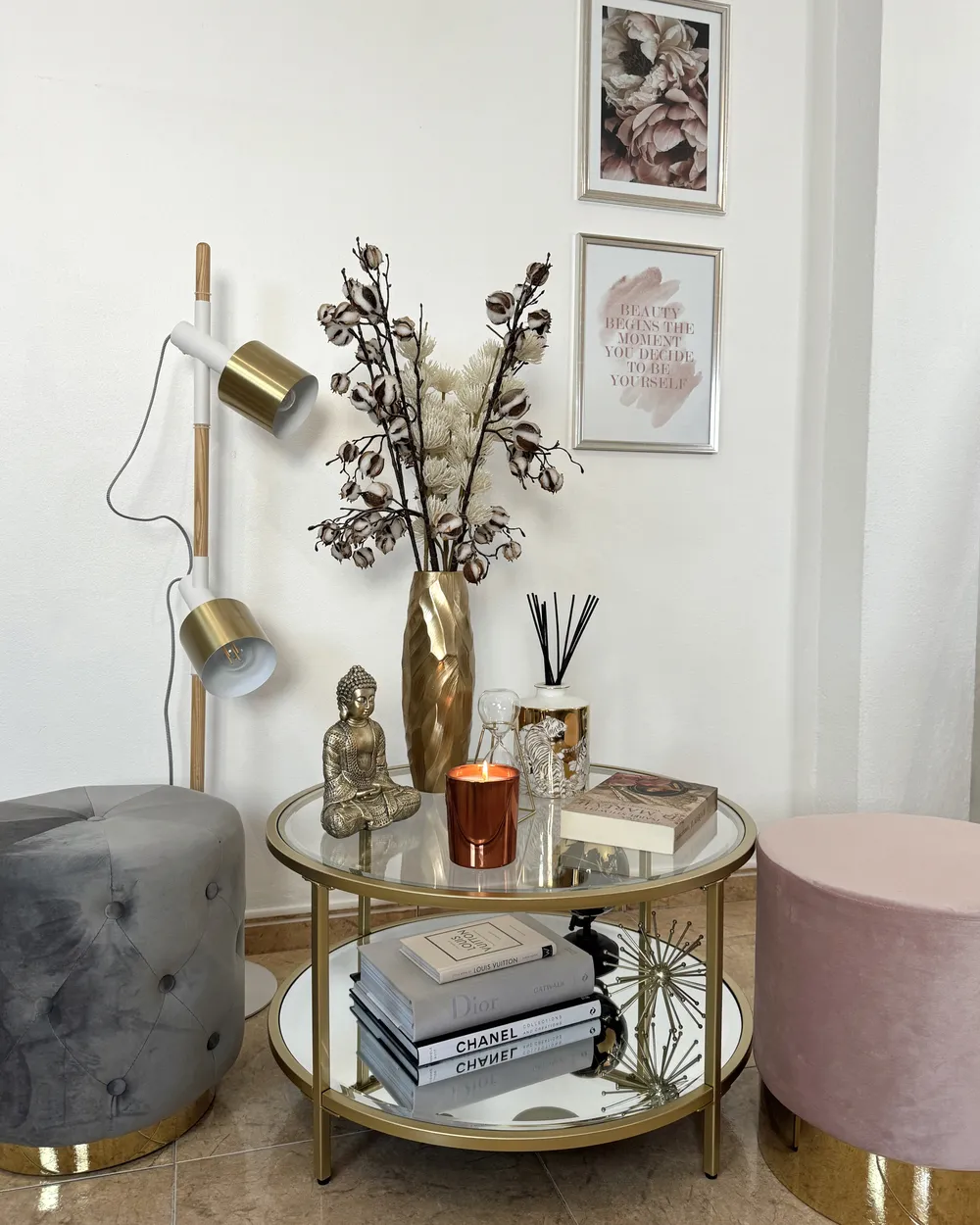 Pouf CARROLLTON Samtstoff Hellgrau_943264