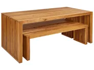 Garden Dining Set with Benches 6 Seater SULZANO Acacia Wood Brown_921729