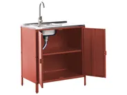 Outdoor Kitchen Cabinet with Sink VILAMA Red Metal_1052148