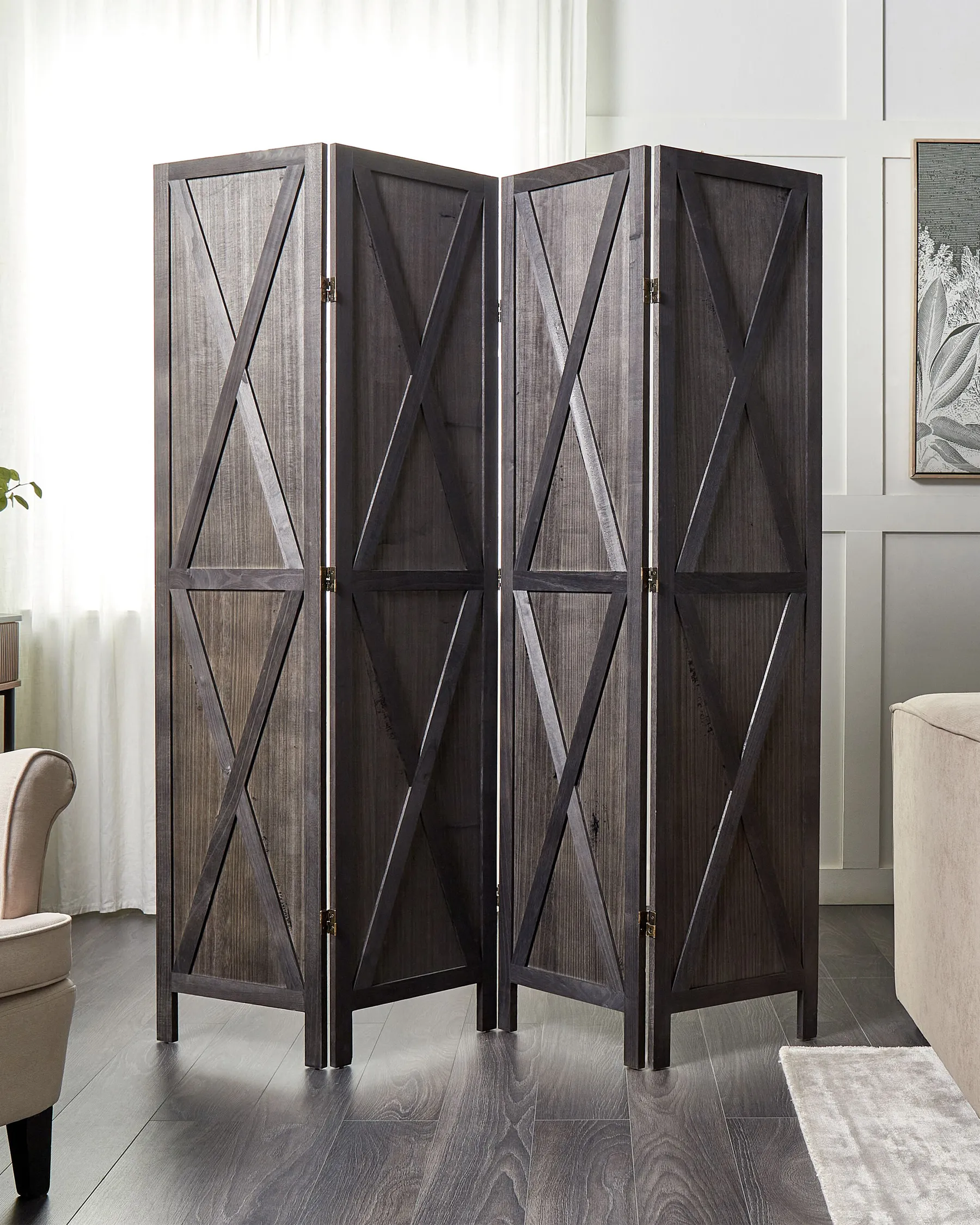 Raumteiler 4-teilig RIDANNA 163 cm 170 cm Dunkelbraun_874084