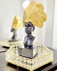 Decorative Tray VATAN Glass Gold_846311