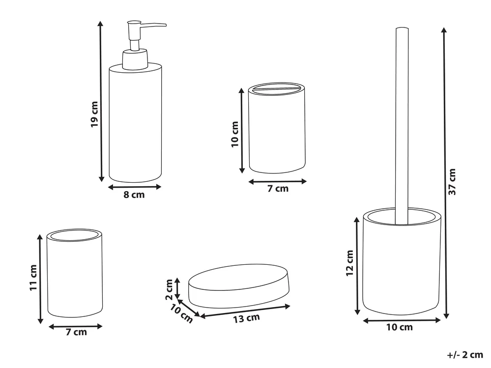 5-Piece Bathroom Accessories Set PERENE Terrazzo Effect White Terrazzo_996687