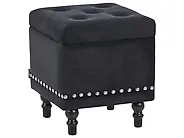 Storage Pouffe LORETTO Velvet Black_1186073