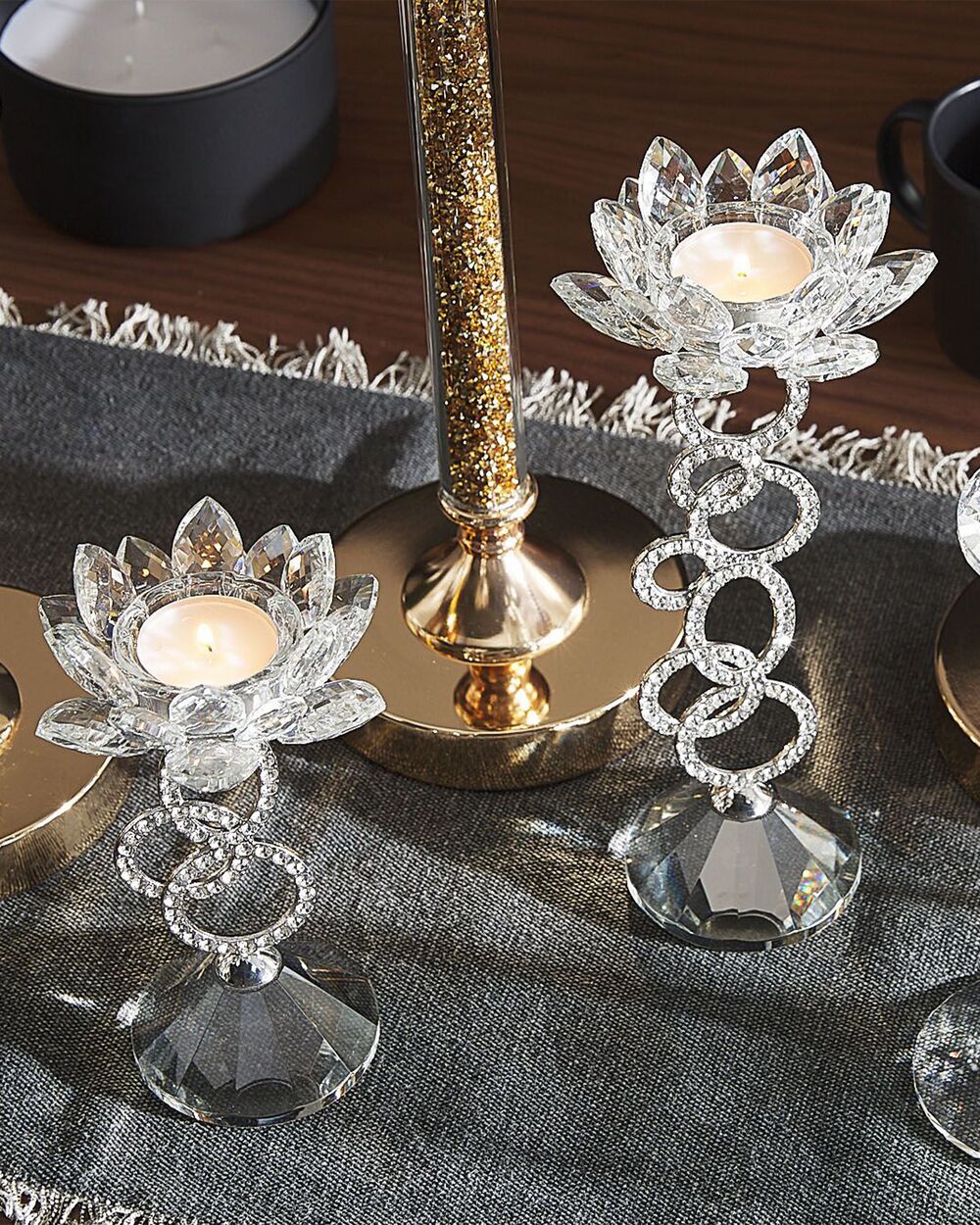 Candle Holder OVIEDO 19 cm Glass Silver