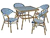 Gartenmöbel Set 4-Sitzer CASPRI Polyrattan Blau / Weiß