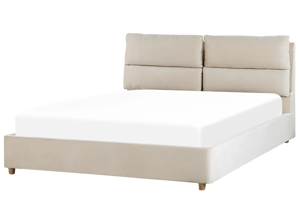 Ottoman Bed BATILLY Velvet Light Beige 160 x 200 cm (EU King Size)_830107