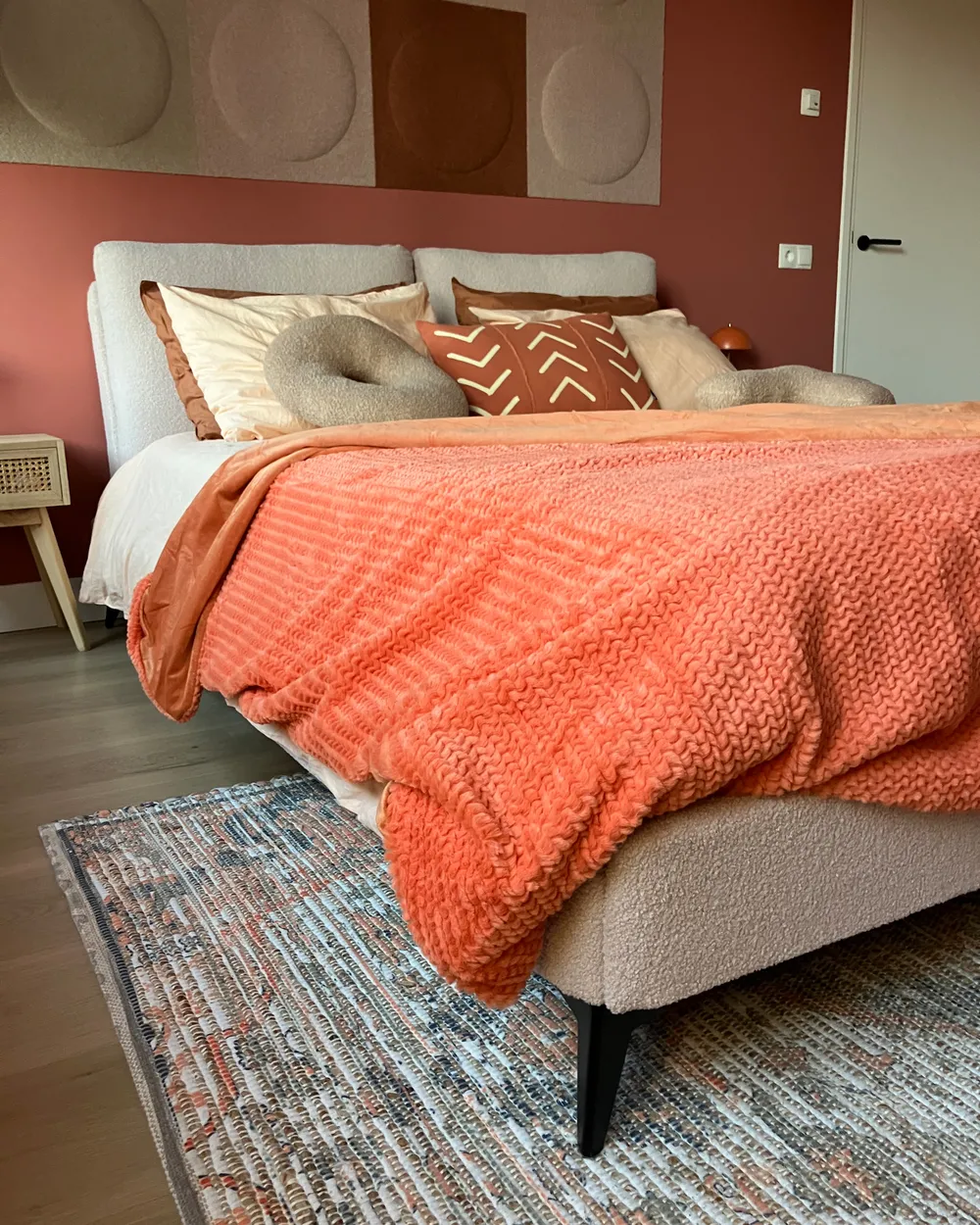 Bett mit Lattenrost Bouclé MELLE 160 x 200 cm Beige_961640