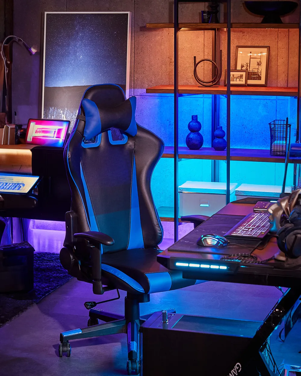 Bürostuhl GAMER Kunstleder Dunkelblau_878145