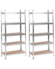 Garagenregal 2er Set XITTA 75 cm 150 cm Metall Silber_978830