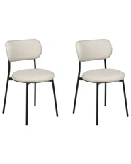 Set of 2 Dining Chairs CASEY Fabric Light Beige_884547