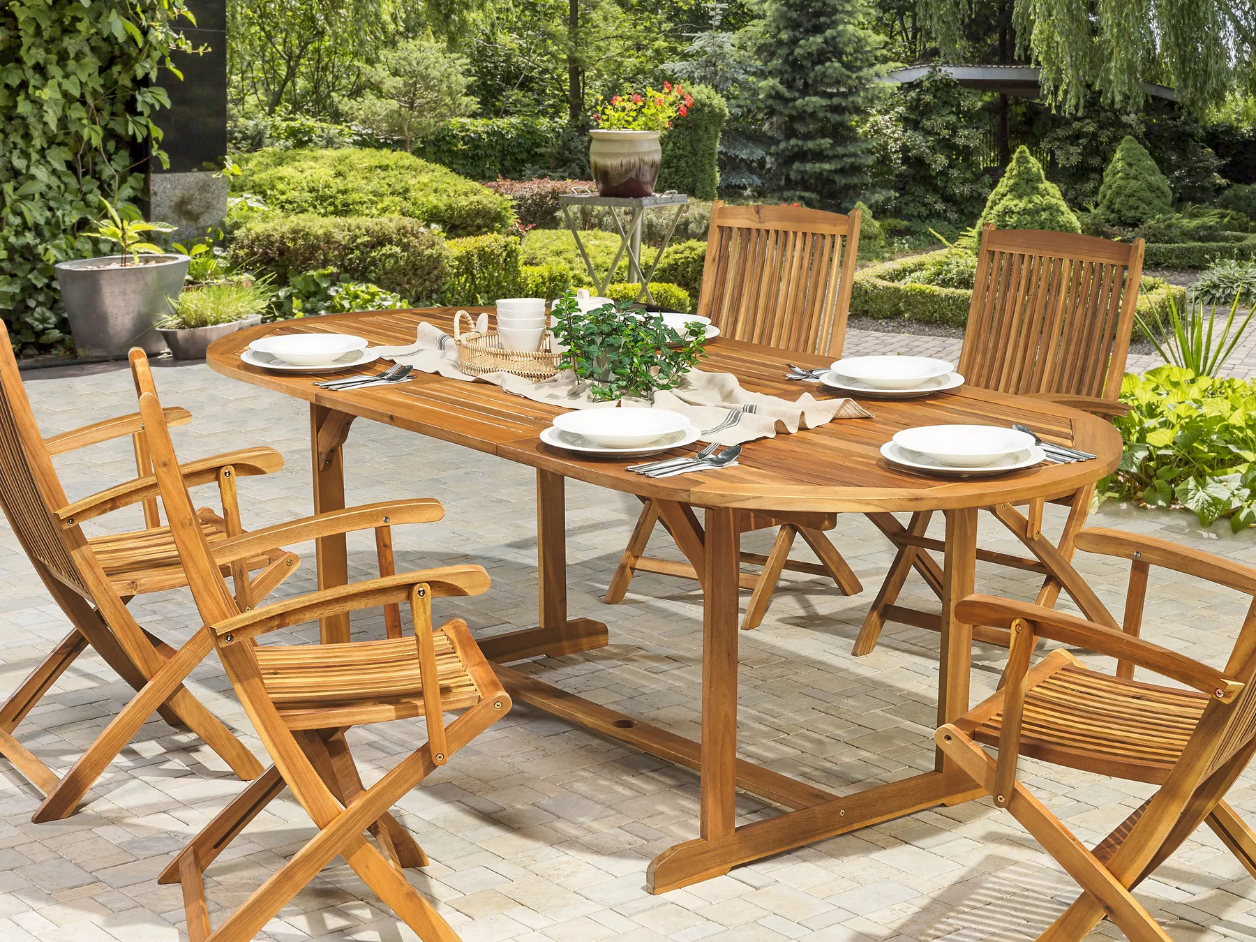 Ausziehbarer Gartentisch MAUI 160/220 cm 100 cm Akazienholz Hellbraun_807488