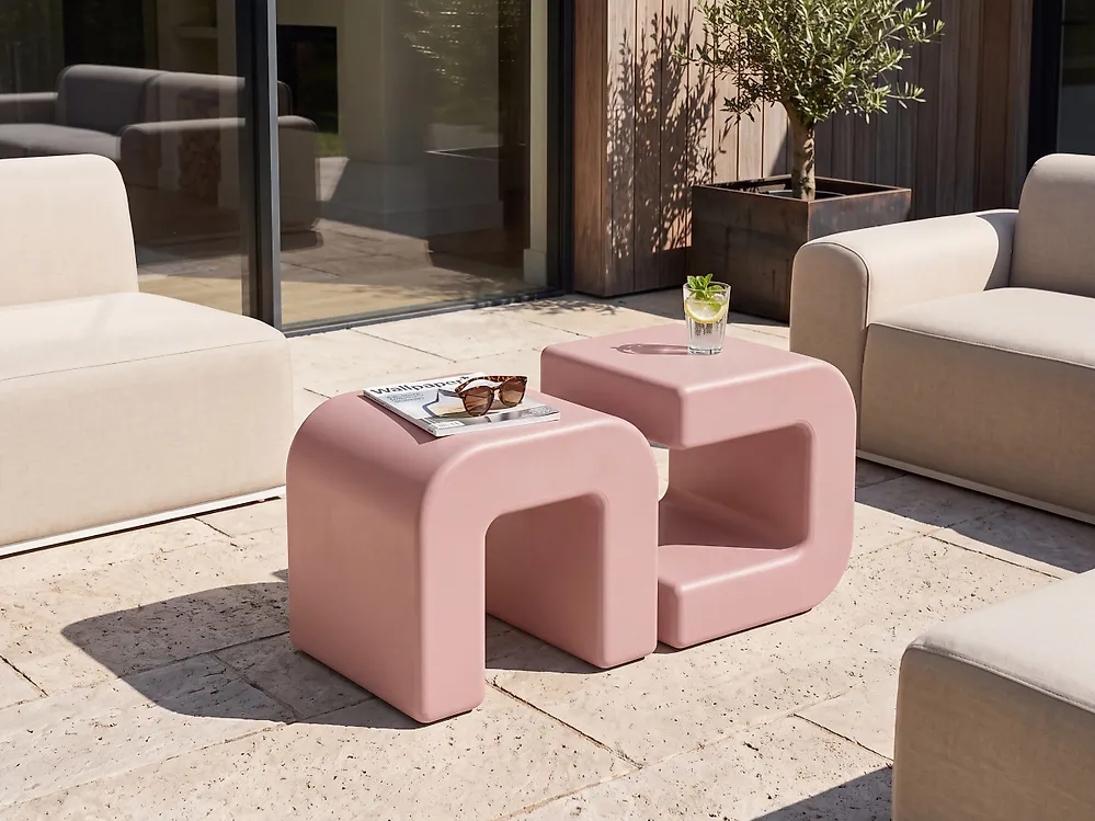 Set of 2 Side Tables MOZIA Pink