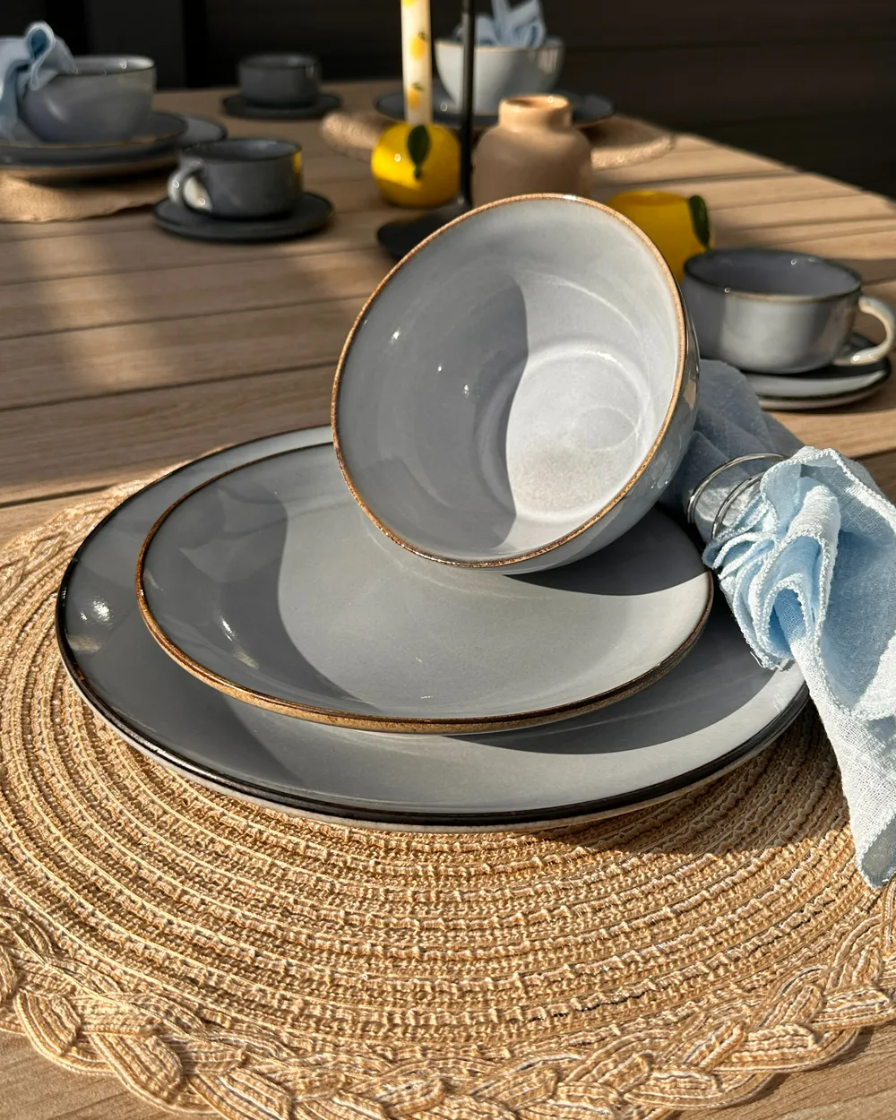 Dessertteller 4er Set JUNIPER Steinzeug Hellblau_981749