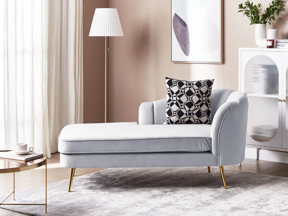 Right-Hand Chaise Longue ALLIER Velvet Light Grey