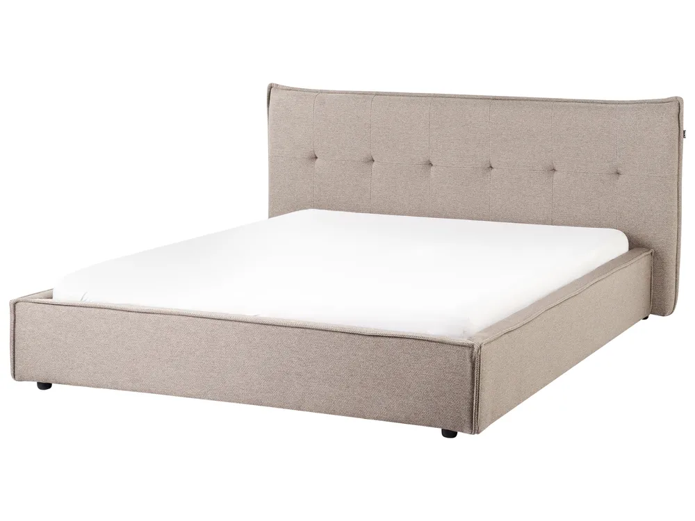 Bett mit Lattenrost Kunstleinen LESTRE 160 x 200 cm Taupe