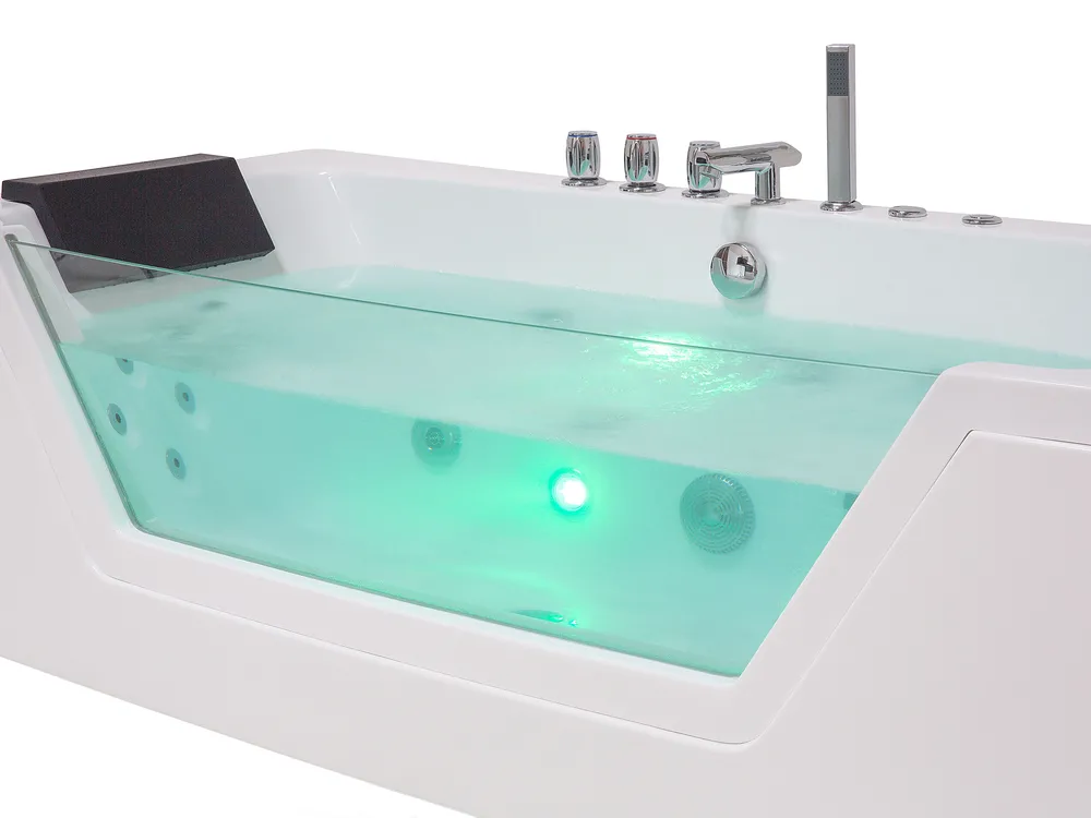 Whirlwanne Eckmodell mit LED SAMANA 153 x 71 cm Weiß_762949