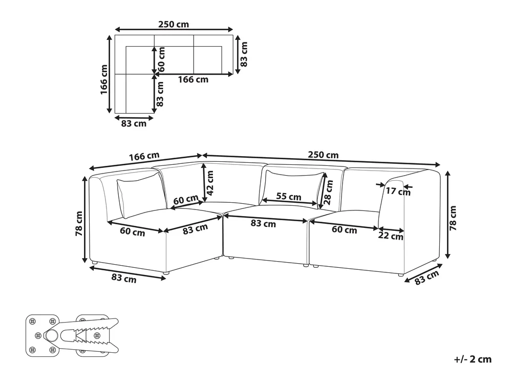 Modul Ecksofa 4-Sitzer LEMVIG Cord Beige rechtsseitig_1052806