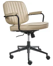 Desk Chair BERNE Faux Leather Beige_1008480