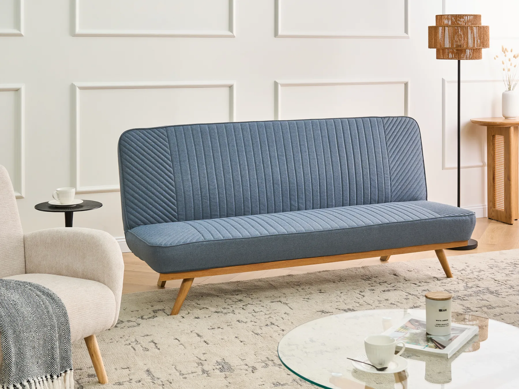 Schlafsofa 2-Sitzer KALFAFEL Stoff Blau_1009391