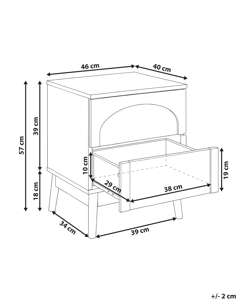 2 Drawer Bedside Table BOULIA Burgundy_1169427