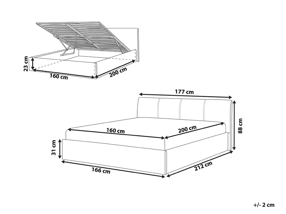 Bett mit Stauraum ORBEY Stoff Grau 160 x 200 cm_806791