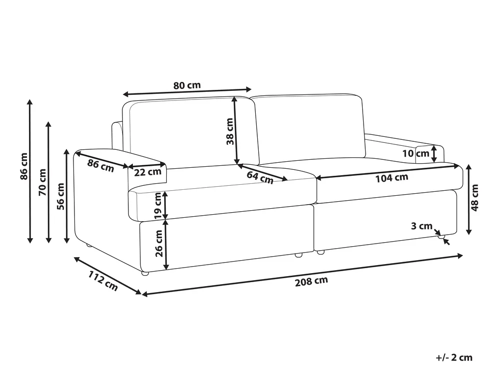 Sofa 3-Sitzer ALLA Stoff Taupe_893841