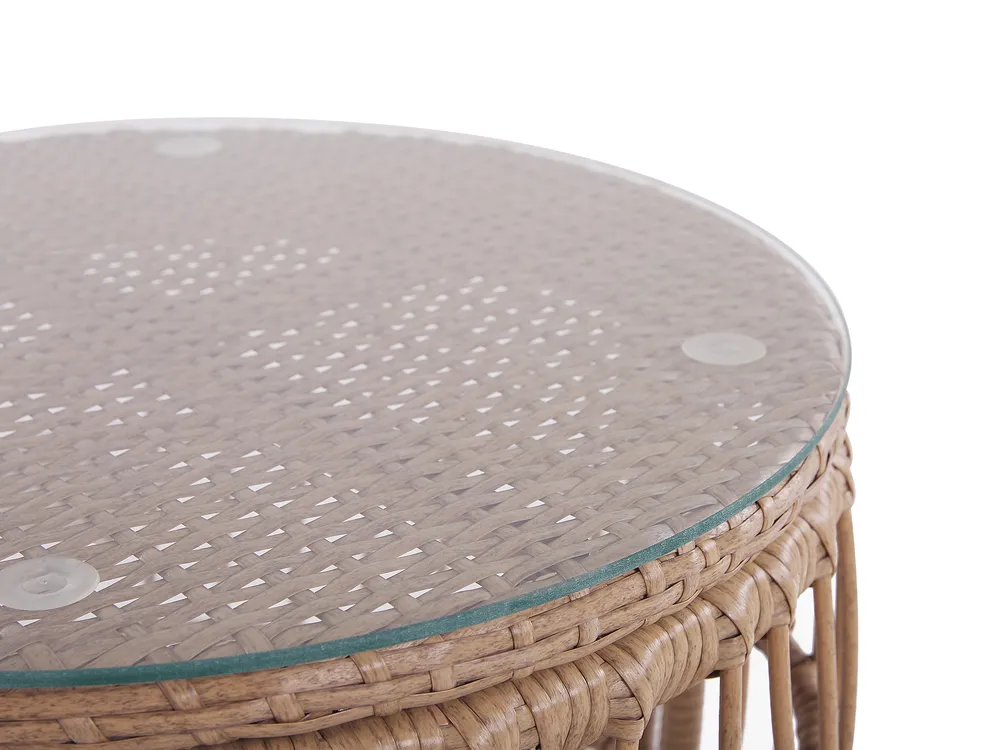 Lounge Set mit Tisch 4-Sitzer RAVELLO Polyrattan Naturfarben_777353