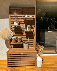 Gartenbank mit Wandpaneel MATINO 80 cm 170 cm Akazienholz Braun_978214
