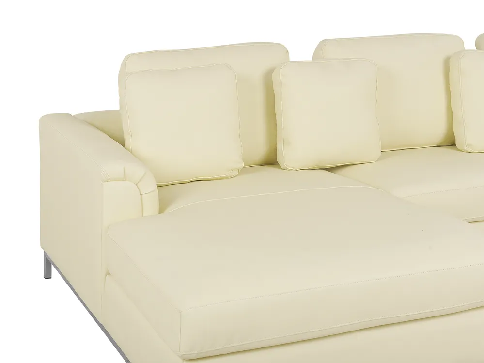 Ecksofa 4-Sitzer OSLO Echtleder Hellbeige rechtsseitig_769126