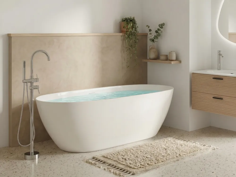 Freistehende Badewanne CEDROS 170 x 75 cm Weiß