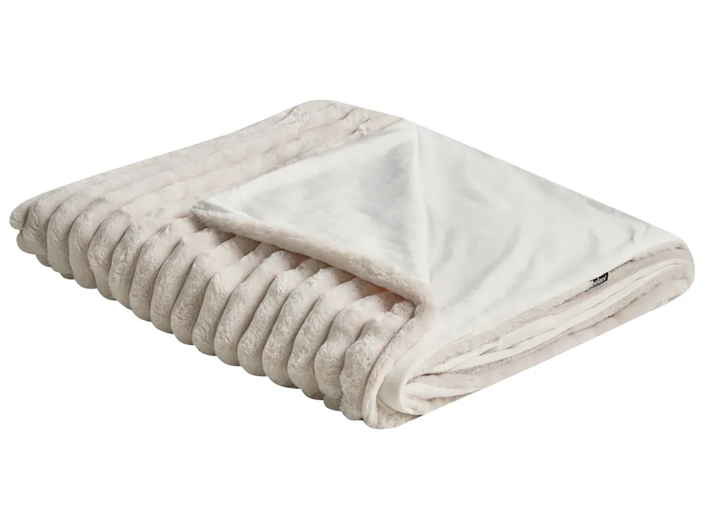 Tagesdecke RAKYA Webpelz 150 x 200 cm Hellbeige