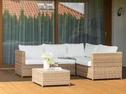 Garten Ecksofa mit Tisch 4-Sitzer AVOLA Polyrattan Cremeweiß linksseitig_932994