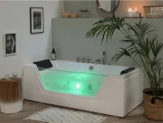 Whirlwanne Eckmodell mit LED SAMANA 174 x 79 cm Weiß_785922